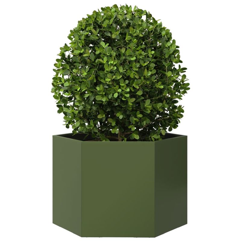 Casa si Gradina - Gradinarit si plante - Plante si ghivece - Ghivece si suporturi - Jardiniera gradina verde masliniu 69x60x45 cm otel hexagonal - Infinity.ro