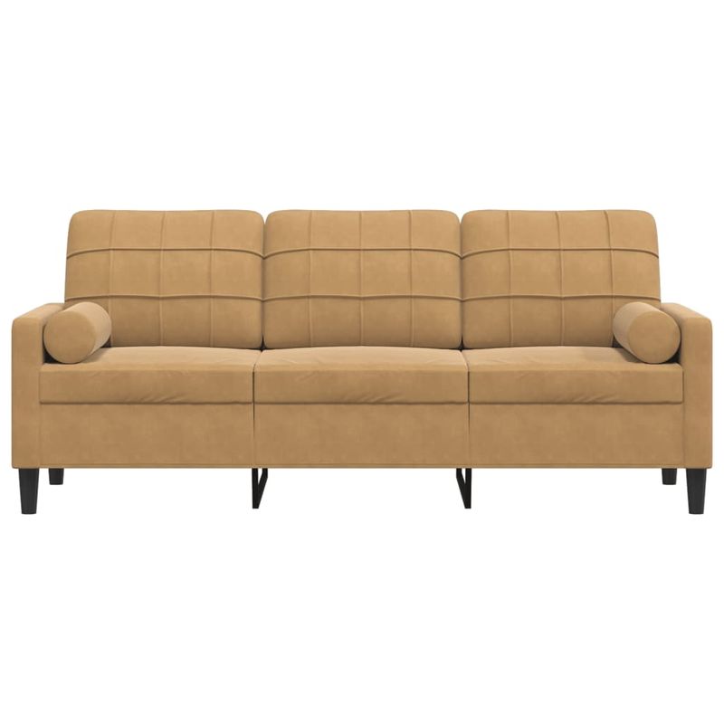 Casa si Gradina - Mobilier - Canapele si coltare - Canapele - Canapea cu 3 locuri cu pernute, maro, 180 cm, catifea - Infinity.ro