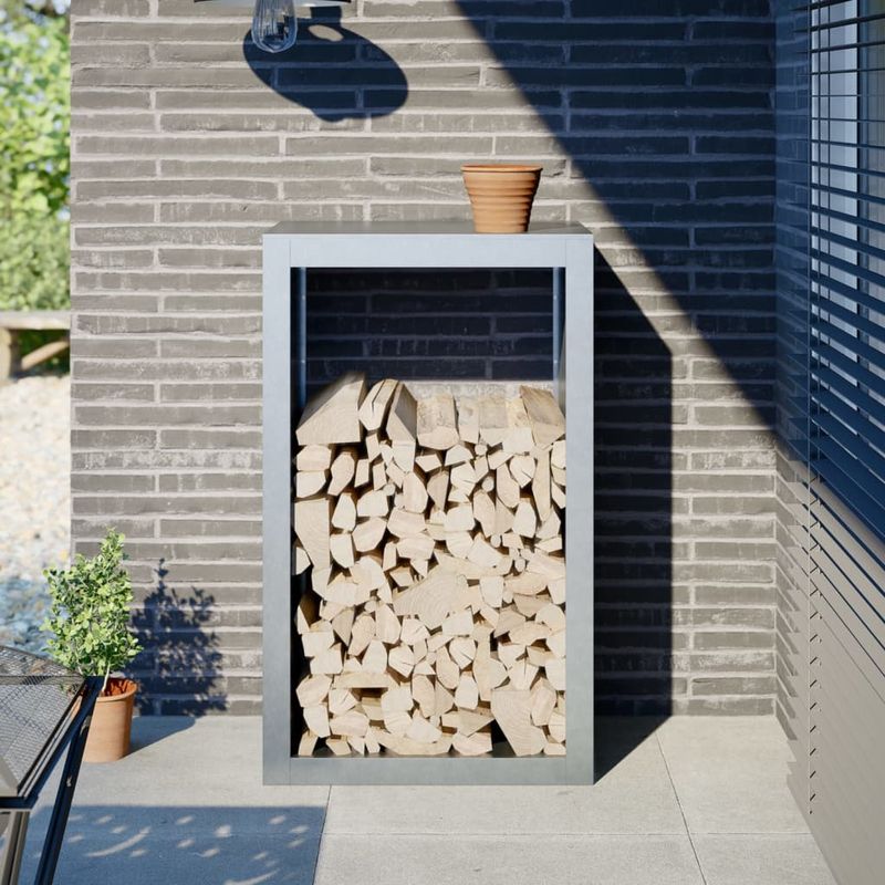 Casa si Gradina - Termice - Sobe, Seminee si accesorii - Accesorii seminee si sobe - Suport pentru lemne de foc, 60x40x100 cm, otel inoxidabil - Infinity.ro