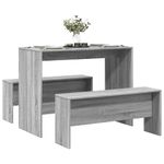Casa si Gradina - Mobilier - Seturi de mobilier - Seturi mese si scaune - Set masa si banci bucatarie 3 piese, gri sonoma, lemn prelucrat - Infinity.ro