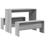 Casa si Gradina - Mobilier - Seturi de mobilier - Seturi mese si scaune - Set masa si banci bucatarie 3 piese, gri sonoma, lemn prelucrat - Infinity.ro