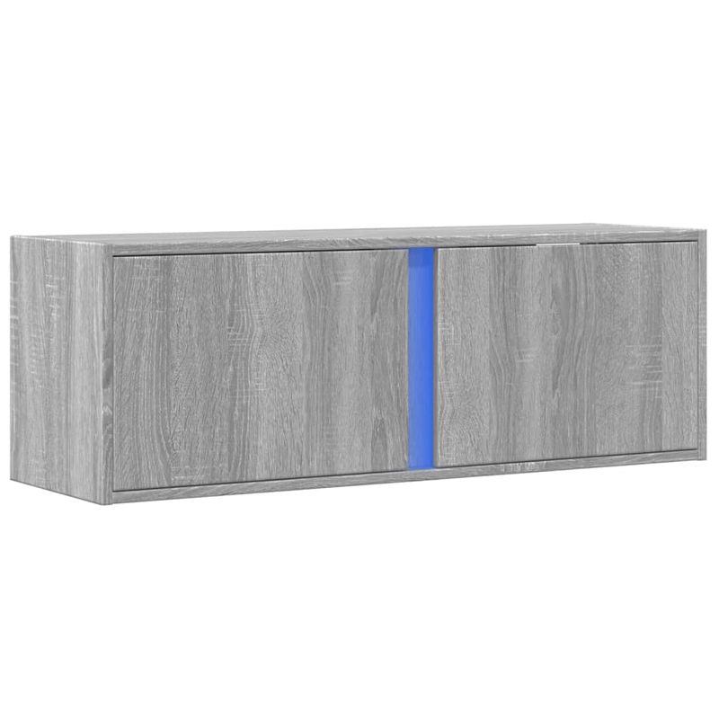 Casa si Gradina - Mobilier - Comode si corpuri - Comode - Dulap TV de perete cu lumini LED, gri sonoma, 100x31x35 cm - Infinity.ro