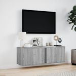 Casa si Gradina - Mobilier - Comode si corpuri - Comode - Dulap TV de perete cu lumini LED, gri sonoma, 100x31x35 cm - Infinity.ro