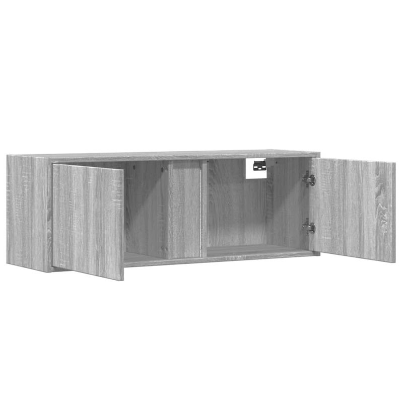 Casa si Gradina - Mobilier - Comode si corpuri - Comode - Dulap TV de perete cu lumini LED, gri sonoma, 100x31x35 cm - Infinity.ro
