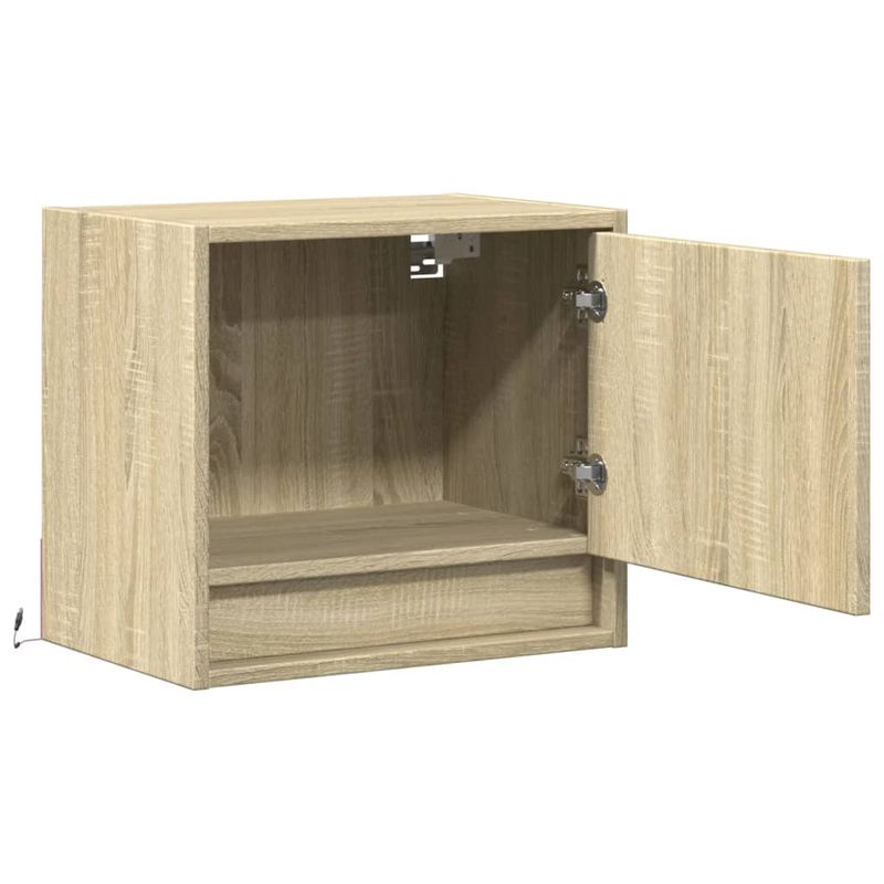 Casa si Gradina - Mobilier - Comode si corpuri - Noptiere - Noptiere montate pe perete cu lumini LED, 2 buc., stejar sonoma - Infinity.ro