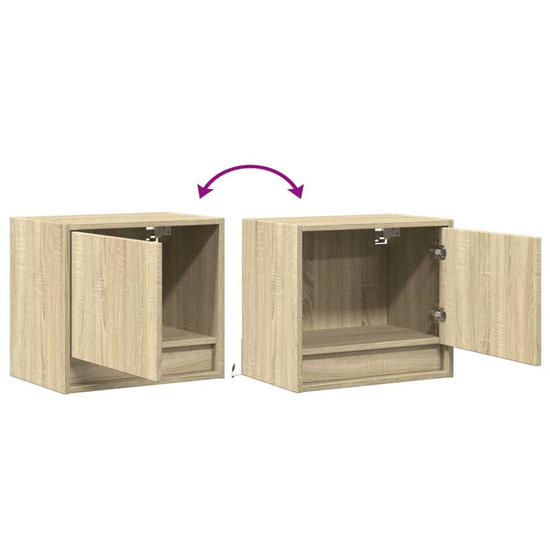 Casa si Gradina - Mobilier - Comode si corpuri - Noptiere - Noptiere montate pe perete cu lumini LED, 2 buc., stejar sonoma - Infinity.ro