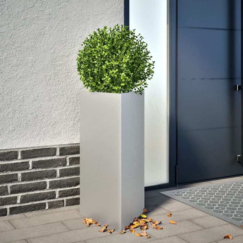 Casa si Gradina - Gradinarit si plante - Plante si ghivece - Ghivece si suporturi - Jardiniera de gradina, 40x34,5x70 cm, otel inoxidabil, triunghi, oțel galvanizat/gri, mărime 40x40x75 cm - Infinity.ro