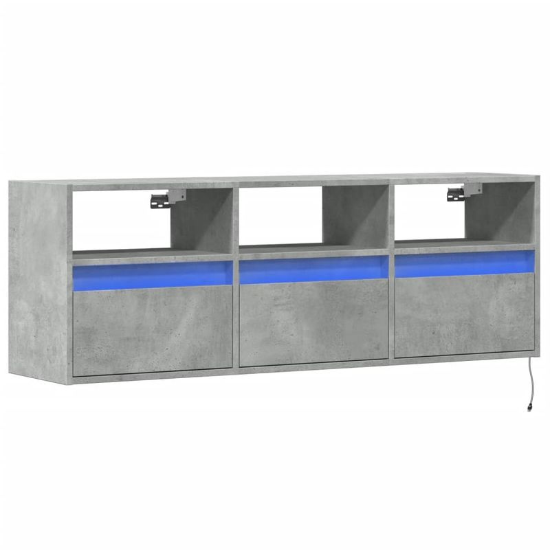 Casa si Gradina - Mobilier - Comode si corpuri - Comode - Comoda TV de perete cu lumini LED, gri beton, 130x31x45 cm - Infinity.ro