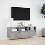 Casa si Gradina - Mobilier - Comode si corpuri - Comode - Comoda TV de perete cu lumini LED, gri beton, 130x31x45 cm - Infinity.ro