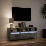 Casa si Gradina - Mobilier - Comode si corpuri - Comode - Comoda TV de perete cu lumini LED, gri beton, 130x31x45 cm - Infinity.ro