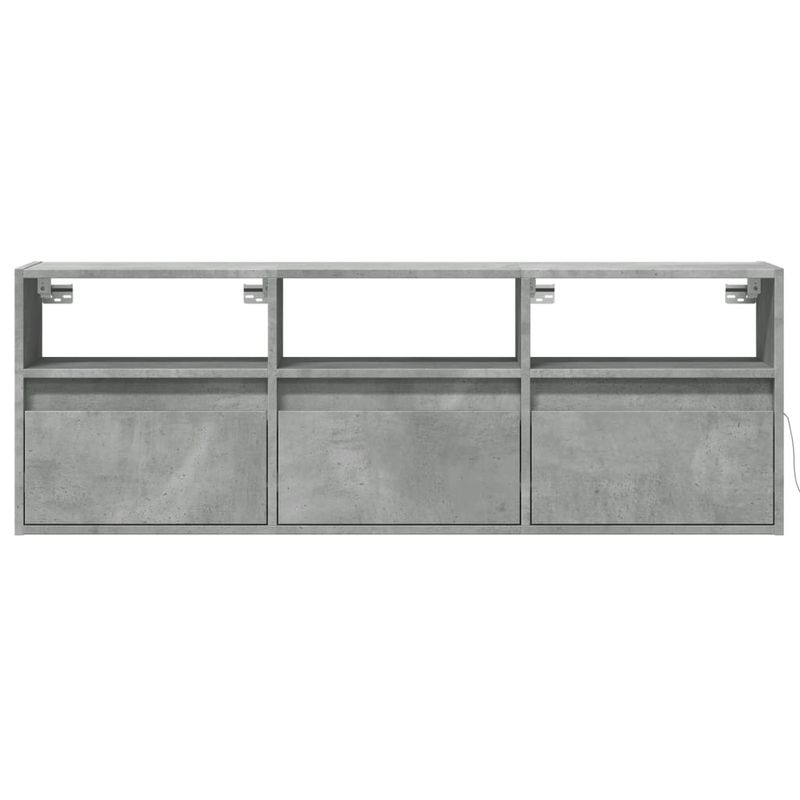 Casa si Gradina - Mobilier - Comode si corpuri - Comode - Comoda TV de perete cu lumini LED, gri beton, 130x31x45 cm - Infinity.ro