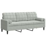Casa si Gradina - Mobilier - Canapele si coltare - Canapele - Canapea cu 3 locuri cu pernute, gri deschis, 180 cm, catifea - Infinity.ro