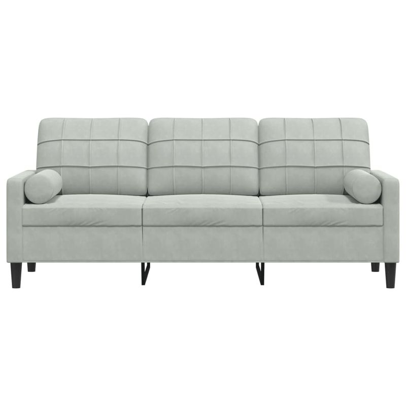Casa si Gradina - Mobilier - Canapele si coltare - Canapele - Canapea cu 3 locuri cu pernute, gri deschis, 180 cm, catifea - Infinity.ro