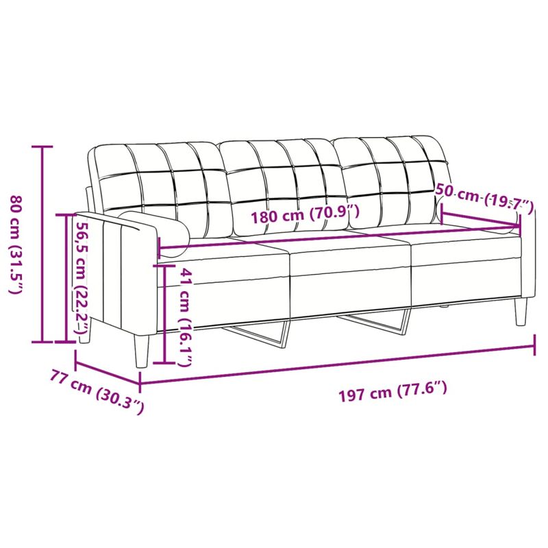 Casa si Gradina - Mobilier - Canapele si coltare - Canapele - Canapea cu 3 locuri cu pernute, gri deschis, 180 cm, catifea - Infinity.ro