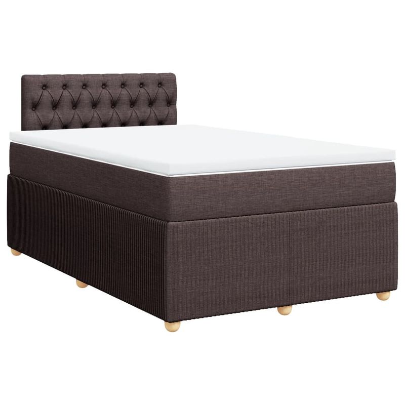 Casa si Gradina - Mobilier - Paturi si accesorii - Paturi - Pat box spring cu saltea, maro inchis, 120x200 cm, textil - Infinity.ro