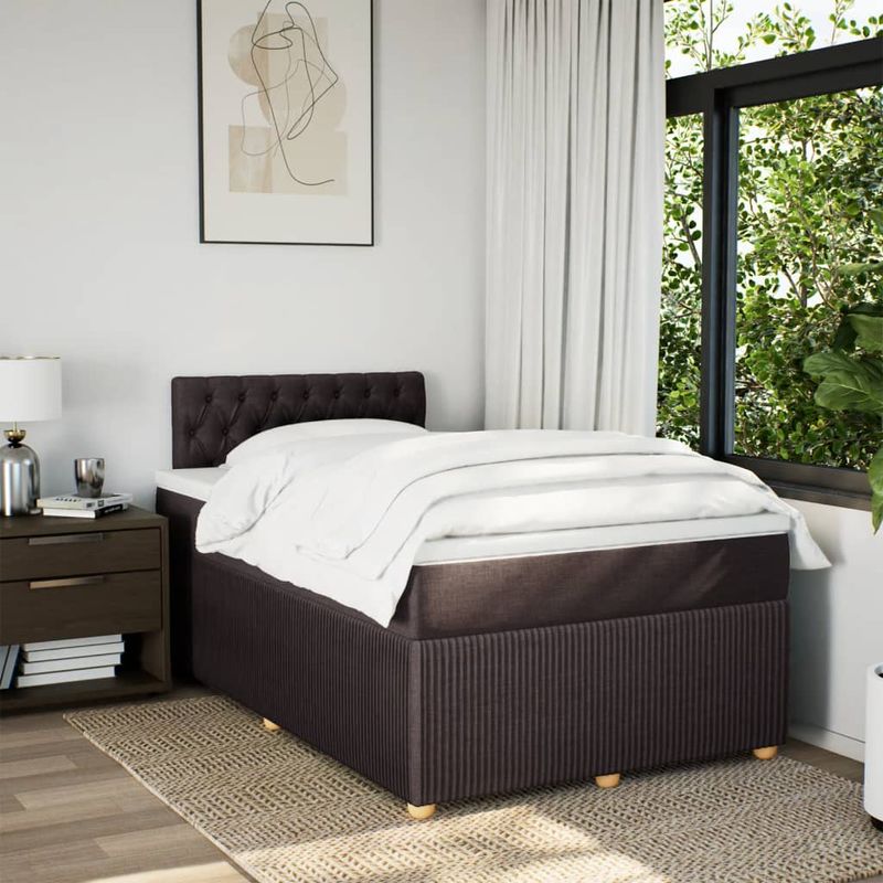 Casa si Gradina - Mobilier - Paturi si accesorii - Paturi - Pat box spring cu saltea, maro inchis, 120x200 cm, textil - Infinity.ro