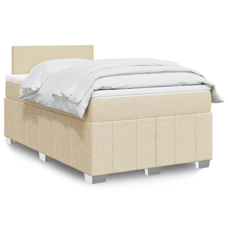 Casa si Gradina - Mobilier - Paturi si accesorii - Paturi - Pat box spring cu saltea, crem, 120x200 cm, textil - Infinity.ro