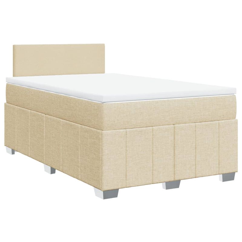 Casa si Gradina - Mobilier - Paturi si accesorii - Paturi - Pat box spring cu saltea, crem, 120x200 cm, textil - Infinity.ro
