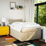 Casa si Gradina - Mobilier - Paturi si accesorii - Paturi - Pat box spring cu saltea, crem, 120x200 cm, textil - Infinity.ro