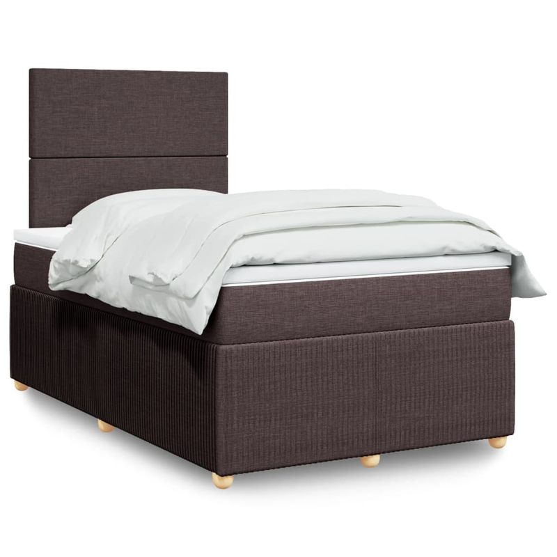 Casa si Gradina - Mobilier - Paturi si accesorii - Paturi - Pat box spring cu saltea, maro inchis, 120x190 cm, textil - Infinity.ro