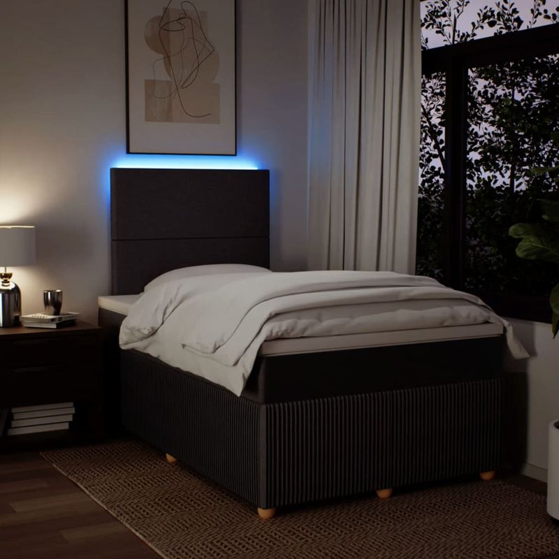 Casa si Gradina - Mobilier - Paturi si accesorii - Paturi - Pat box spring cu saltea, maro inchis, 120x190 cm, textil - Infinity.ro