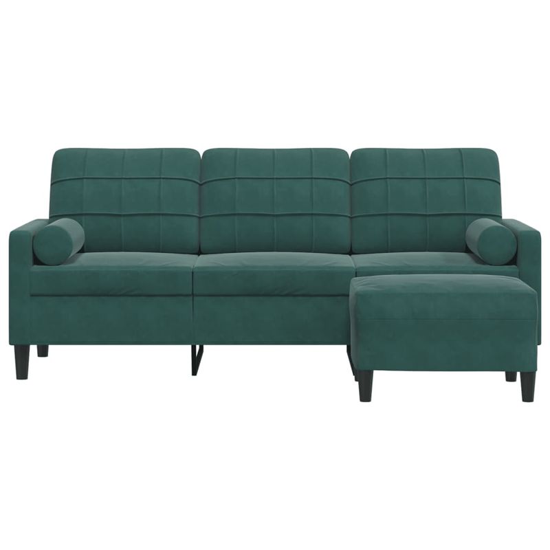 Casa si Gradina - Mobilier - Canapele si coltare - Canapele - Canapea cu 3 locuri si taburet, verde inchis, 180 cm, catifea - Infinity.ro