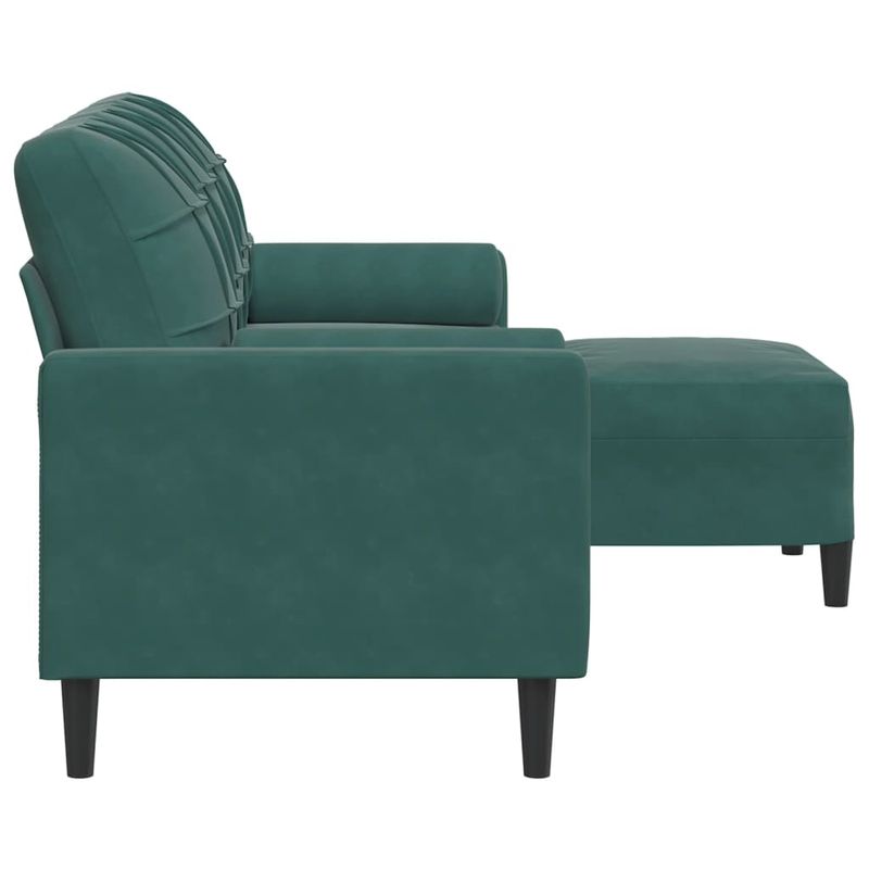 Casa si Gradina - Mobilier - Canapele si coltare - Canapele - Canapea cu 3 locuri si taburet, verde inchis, 180 cm, catifea - Infinity.ro