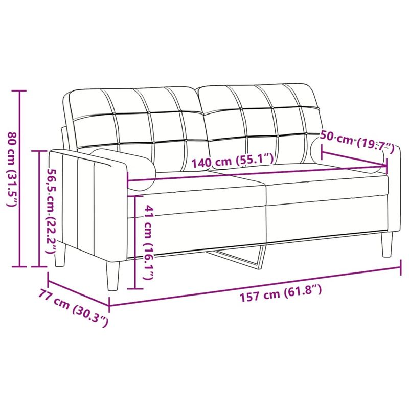 Casa si Gradina - Mobilier - Canapele si coltare - Canapele - Canapea cu 2 locuri cu pernute, roz, 140 cm, catifea - Infinity.ro