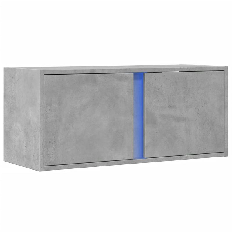 Casa si Gradina - Mobilier - Comode si corpuri - Comode - Comoda TV de perete cu lumini LED, gri beton, 80x31x35 cm - Infinity.ro