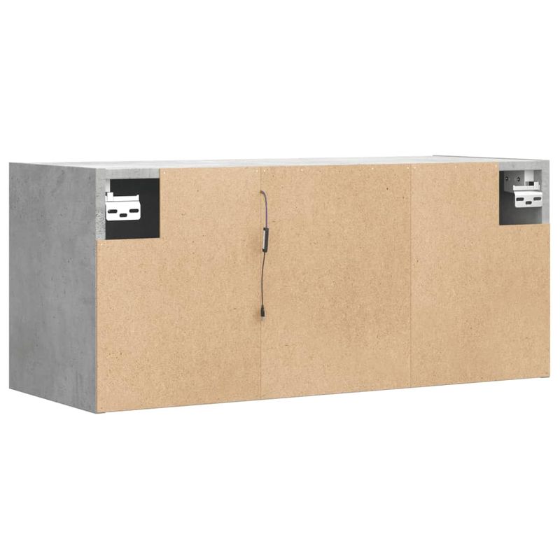 Casa si Gradina - Mobilier - Comode si corpuri - Comode - Comoda TV de perete cu lumini LED, gri beton, 80x31x35 cm - Infinity.ro