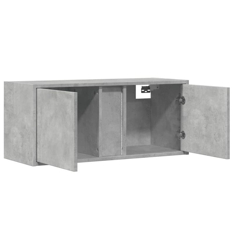 Casa si Gradina - Mobilier - Comode si corpuri - Comode - Comoda TV de perete cu lumini LED, gri beton, 80x31x35 cm - Infinity.ro