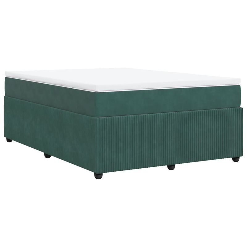Casa si Gradina - Mobilier - Paturi si accesorii - Paturi - Pat box spring cu saltea, verde inchis, 140x190 cm, catifea - Infinity.ro