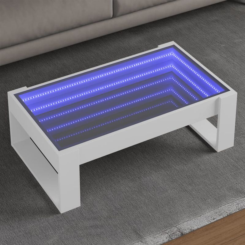 Casa si Gradina - Mobilier - Mese si birouri - Masute de cafea - Masuta de cafea cu LED infinity, alb, 90x53x30 cm - Infinity.ro