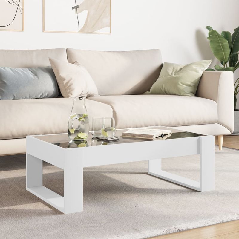 Casa si Gradina - Mobilier - Mese si birouri - Masute de cafea - Masuta de cafea cu LED infinity, alb, 90x53x30 cm - Infinity.ro