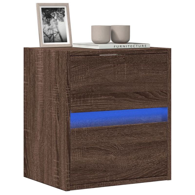 Casa si Gradina - Mobilier - Comode si corpuri - Comode - Comoda TV de perete cu lumini LED, stejar maro, 41x31x45 cm - Infinity.ro