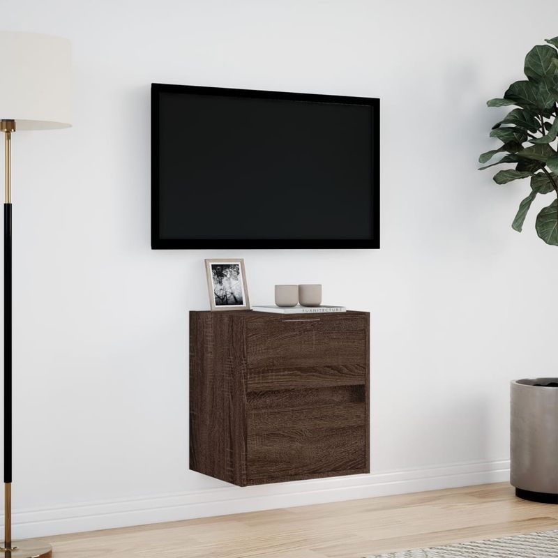 Casa si Gradina - Mobilier - Comode si corpuri - Comode - Comoda TV de perete cu lumini LED, stejar maro, 41x31x45 cm - Infinity.ro