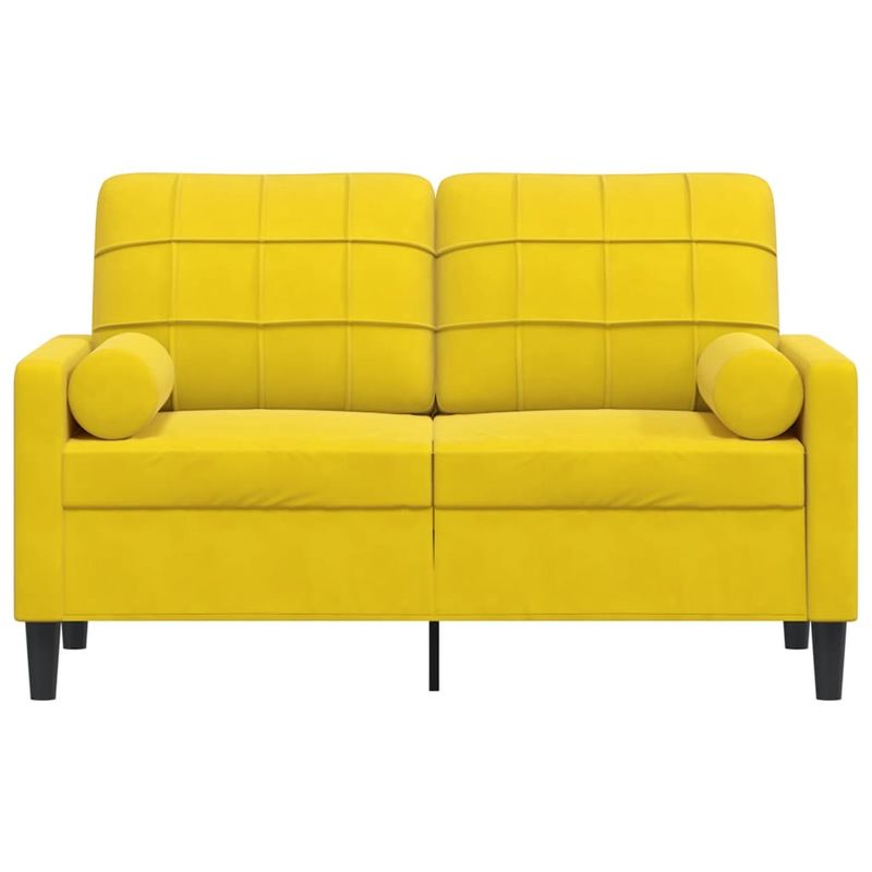 Casa si Gradina - Mobilier - Canapele si coltare - Canapele - Canapea cu 2 locuri cu pernute, galben, 120 cm, catifea - Infinity.ro