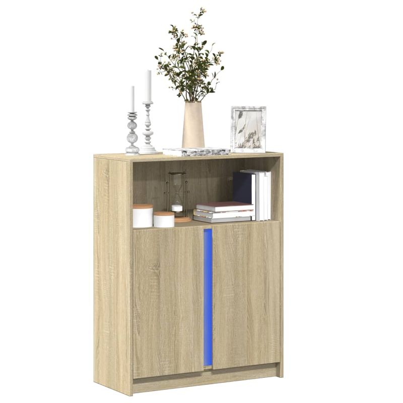 Casa si Gradina - Mobilier - Comode si corpuri - Comode - Dulap cu LED, stejar sonoma, 77x34x100 cm, lemn prelucrat - Infinity.ro