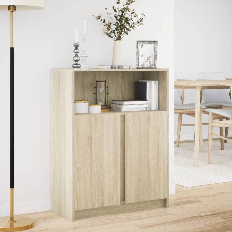 Casa si Gradina - Mobilier - Comode si corpuri - Comode - Dulap cu LED, stejar sonoma, 77x34x100 cm, lemn prelucrat - Infinity.ro
