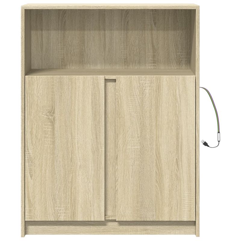 Casa si Gradina - Mobilier - Comode si corpuri - Comode - Dulap cu LED, stejar sonoma, 77x34x100 cm, lemn prelucrat - Infinity.ro