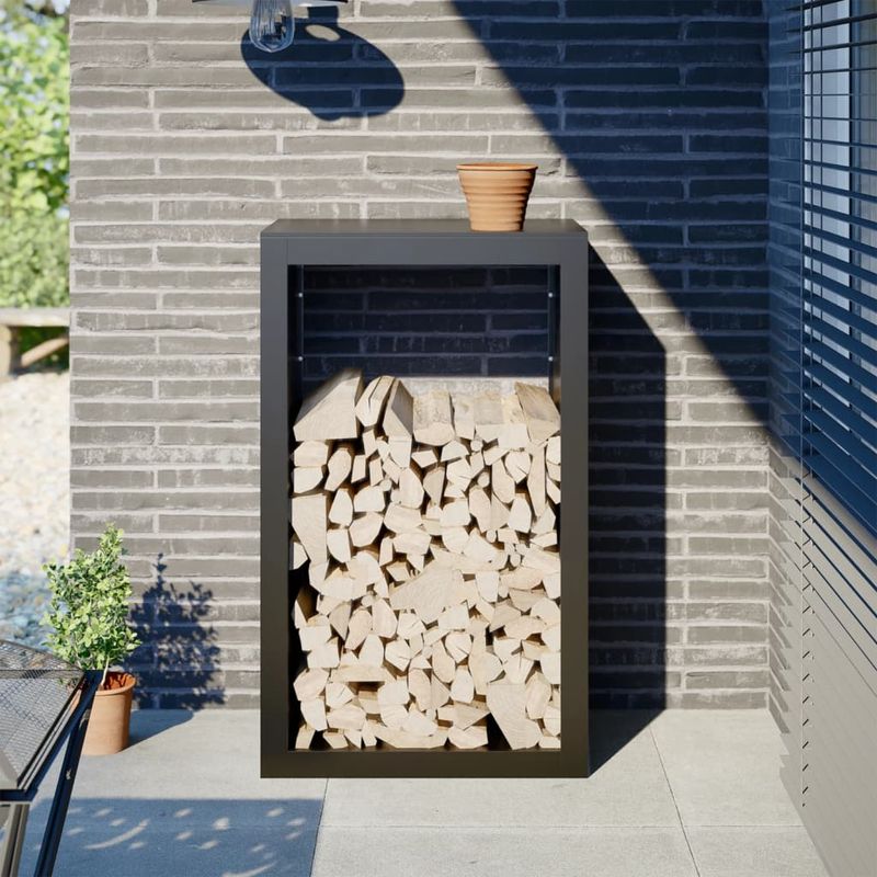 Casa si Gradina - Termice - Sobe, Seminee si accesorii - Accesorii seminee si sobe - Rastel pentru lemne de foc, negru, 60x40x100 cm, otel - Infinity.ro