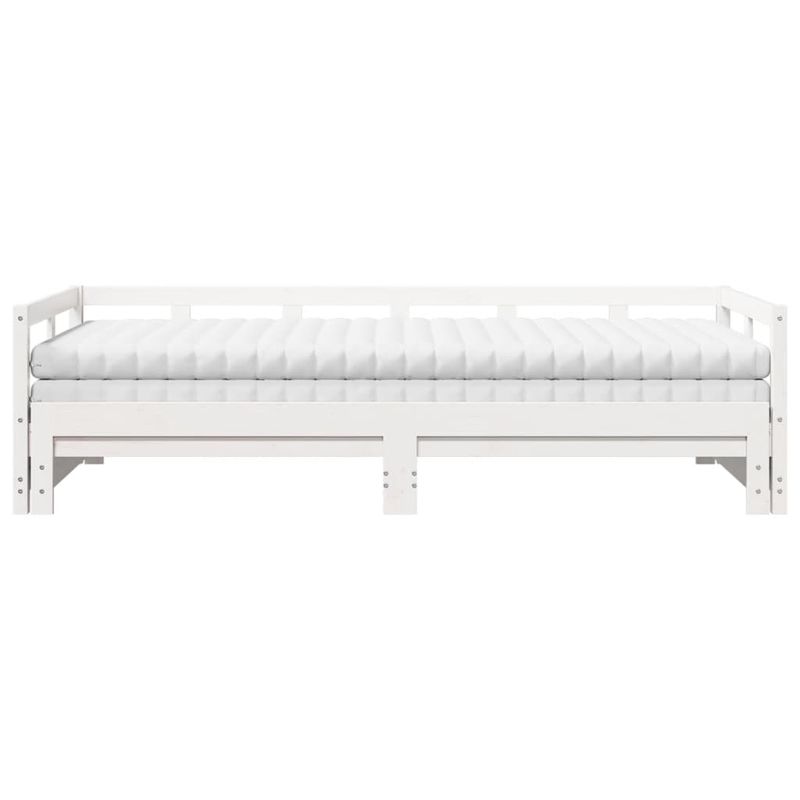 Casa si Gradina - Mobilier - Paturi si accesorii - Paturi - Pat zi cu extensie si saltele, alb, 80x200 cm, lemn masiv pin - Infinity.ro