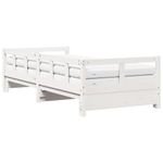 Casa si Gradina - Mobilier - Paturi si accesorii - Paturi - Pat zi cu extensie si saltele, alb, 80x200 cm, lemn masiv pin - Infinity.ro