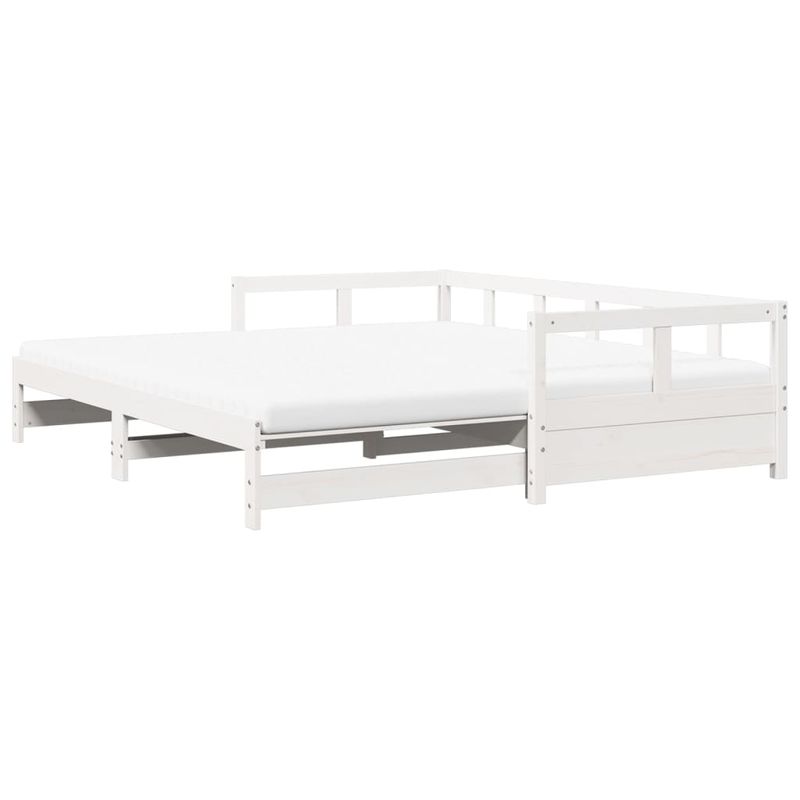 Casa si Gradina - Mobilier - Paturi si accesorii - Paturi - Pat zi cu extensie si saltele, alb, 80x200 cm, lemn masiv pin - Infinity.ro