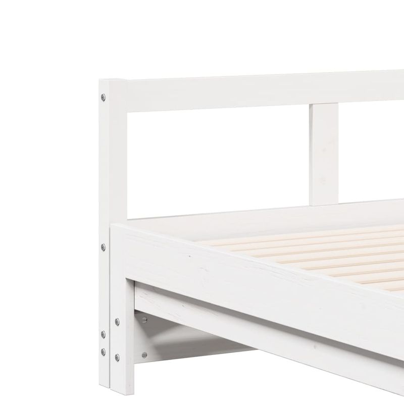Casa si Gradina - Mobilier - Paturi si accesorii - Paturi - Pat zi cu extensie si saltele, alb, 80x200 cm, lemn masiv pin - Infinity.ro