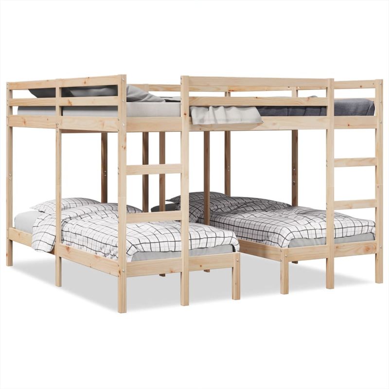 Casa si Gradina - Mobilier - Paturi si accesorii - Paturi - Pat supraetajat triplu, 200x200/80x200 cm lemn pin - Infinity.ro