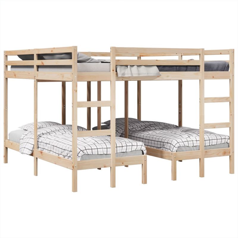 Casa si Gradina - Mobilier - Paturi si accesorii - Paturi - Pat supraetajat triplu, 200x200/80x200 cm lemn pin - Infinity.ro