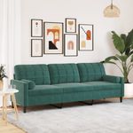 Casa si Gradina - Mobilier - Canapele si coltare - Canapele - Canapea cu 3 locuri cu pernute, verde inchis, 210 cm, catifea - Infinity.ro