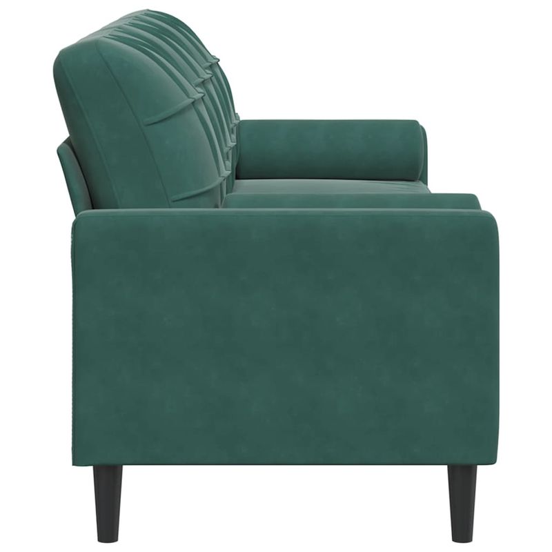 Casa si Gradina - Mobilier - Canapele si coltare - Canapele - Canapea cu 3 locuri cu pernute, verde inchis, 210 cm, catifea - Infinity.ro