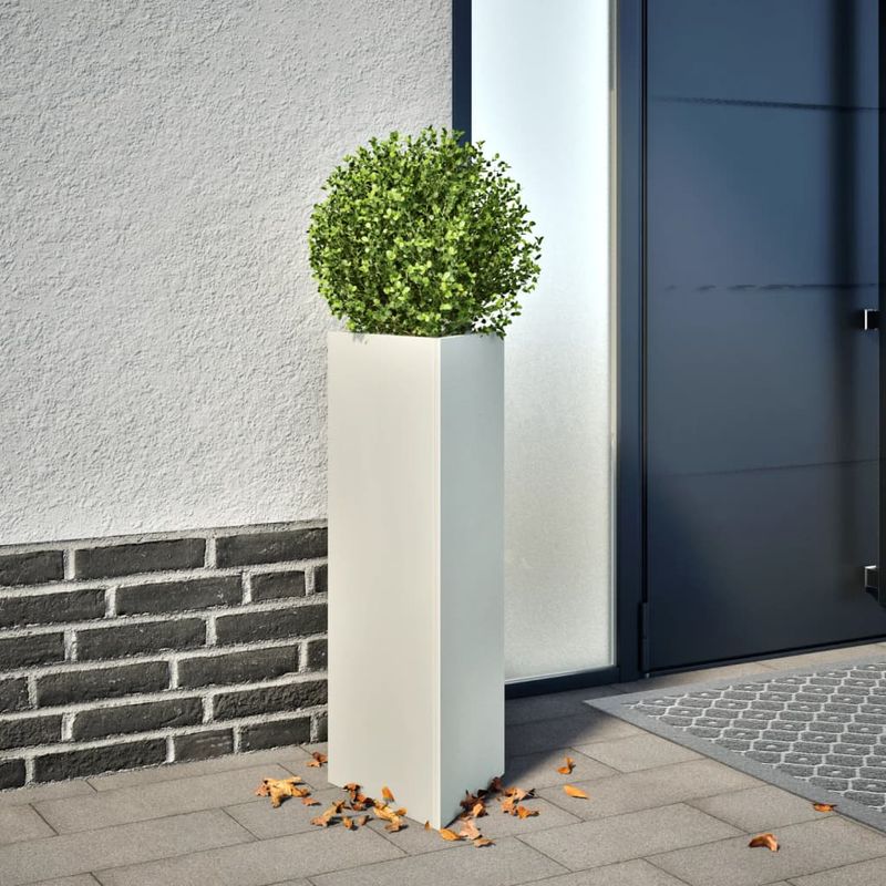 Casa si Gradina - Gradinarit si plante - Plante si ghivece - Ghivece si suporturi - Jardiniere gradina, 2 buc., alb, 30x26x75 cm, otel, triunghi - Infinity.ro